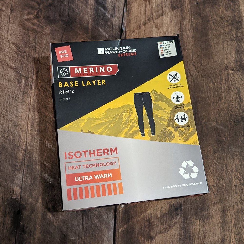 Merino Wool blend ,Base Layer pants, Isotherm, Ultra Warm size 9-10